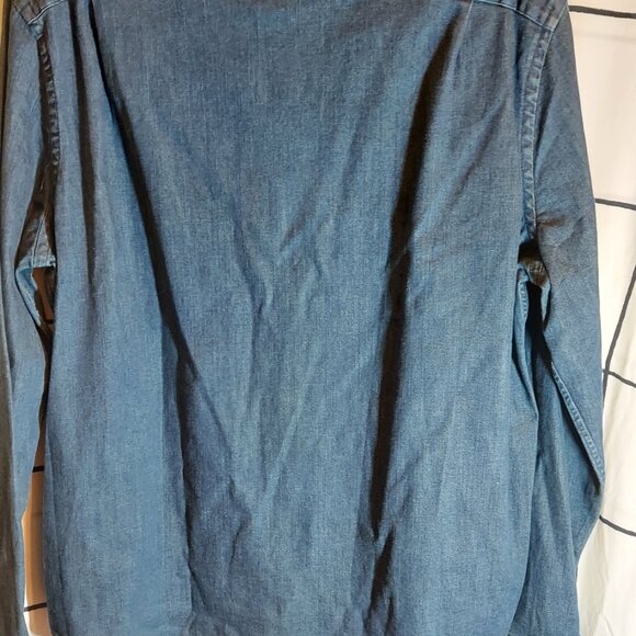 Express Dark Blue NWT Men’s L Denim Button Collared Shirt - Picture 7 of 16
